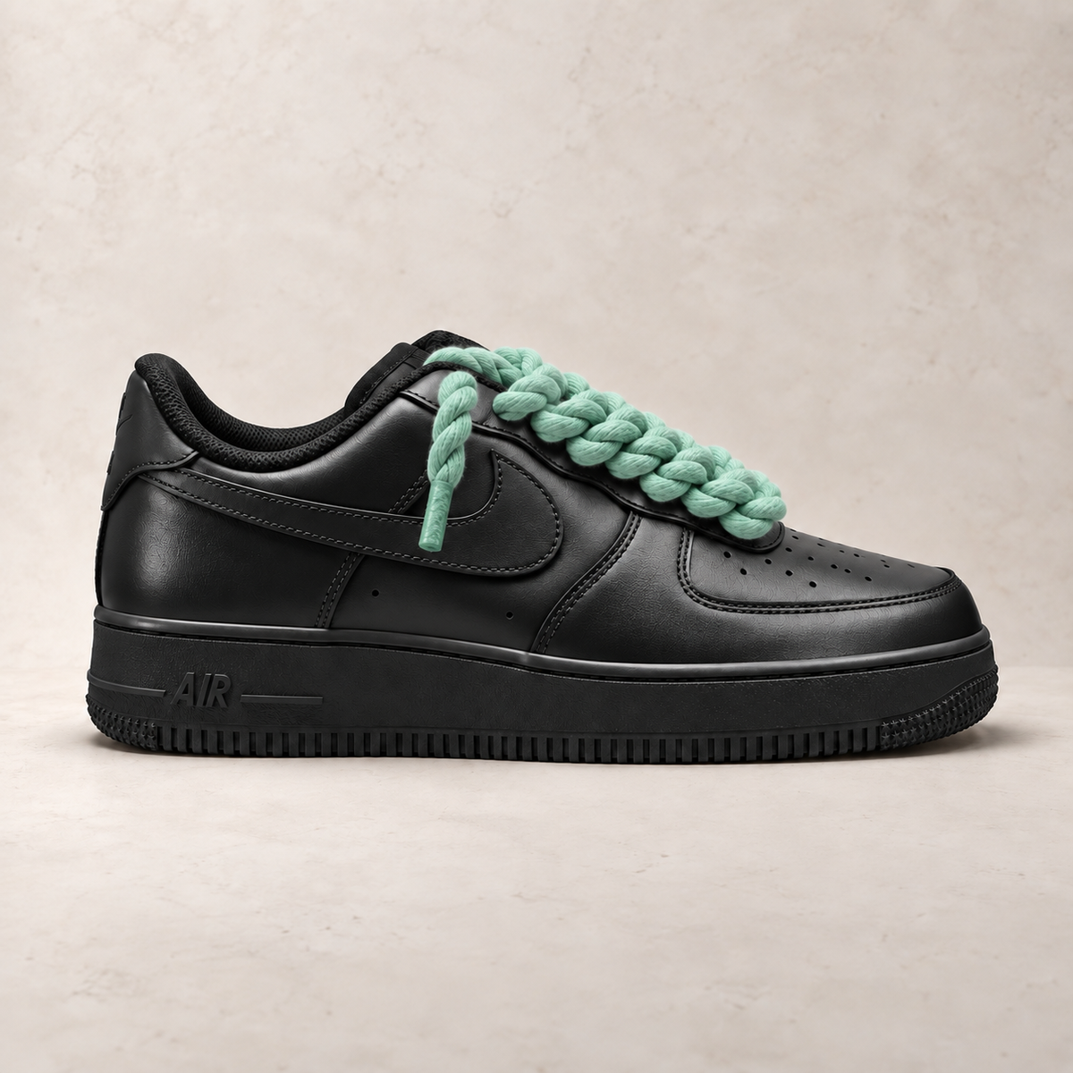 Nike Air Force 1 Low 07 Black - Rope Laces - Mint