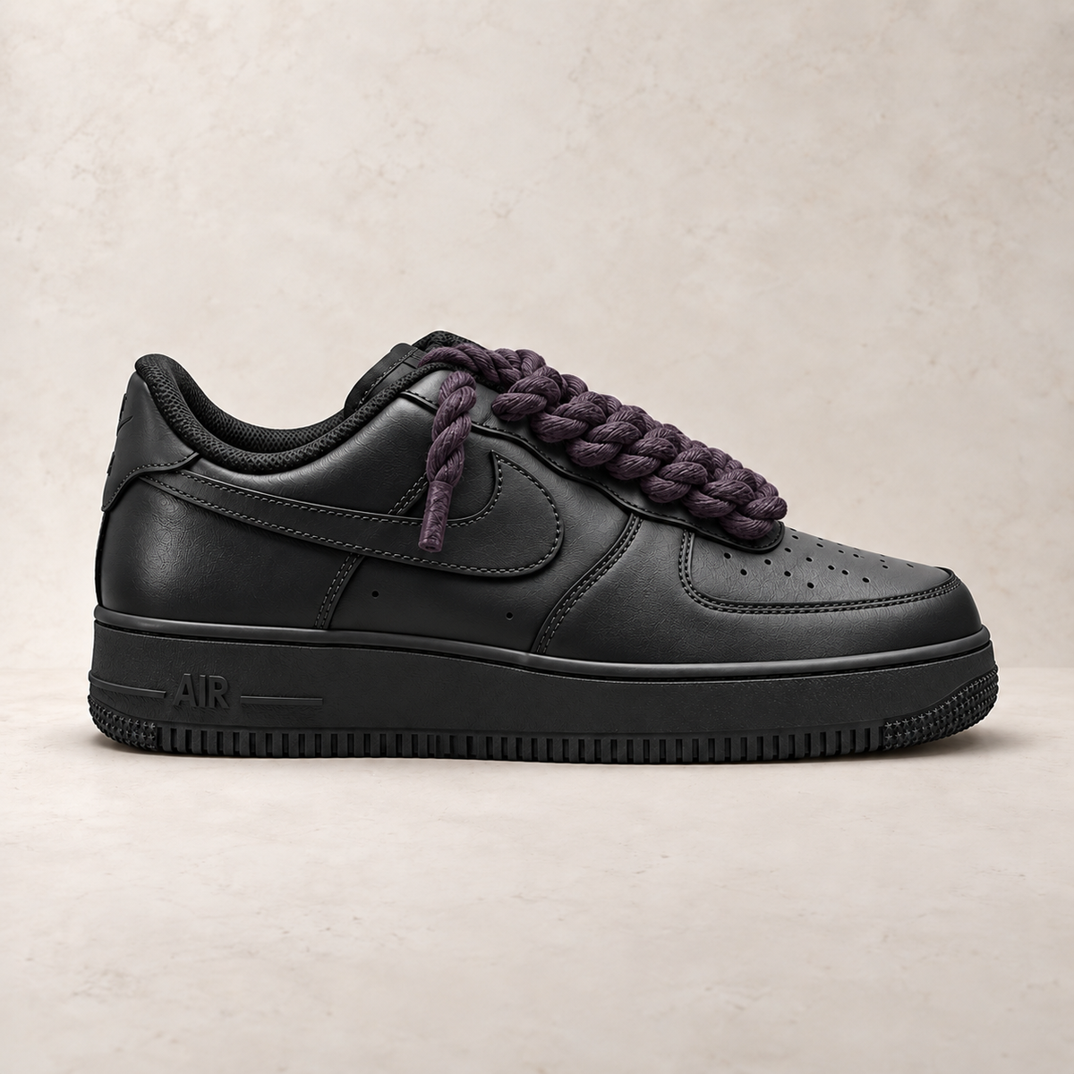 Nike Air Force 1 Low 07 Black - Rope Laces - Fialová