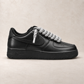 Nike Air Force 1 Low 07 Black - Rope Laces - Stříbrná lesklá
