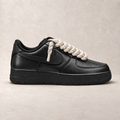 Nike Air Force 1 Low 07 Black - Rope Laces - Krémově lesklá