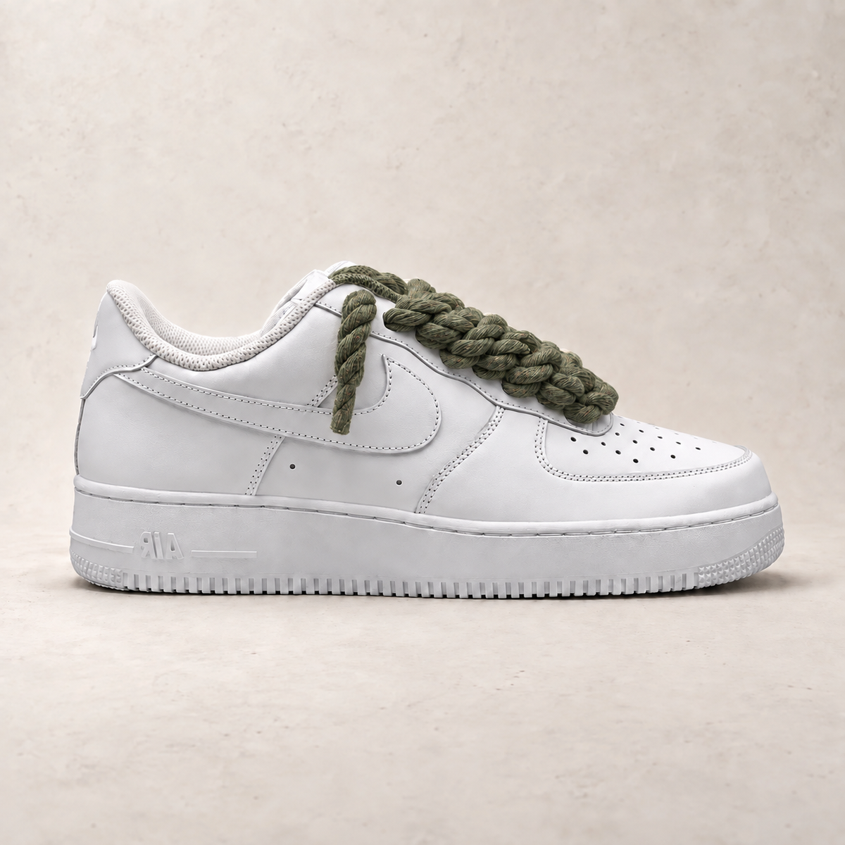 Nike Air Force 1 Low White 07 Rope Laces - Olive