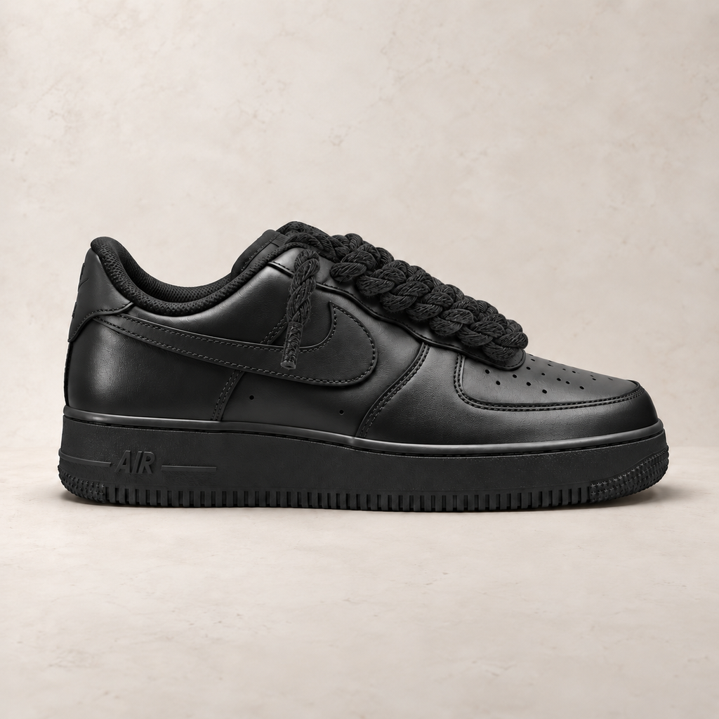 Nike Air Force 1 Low 07 Black - Rope Laces - Black
