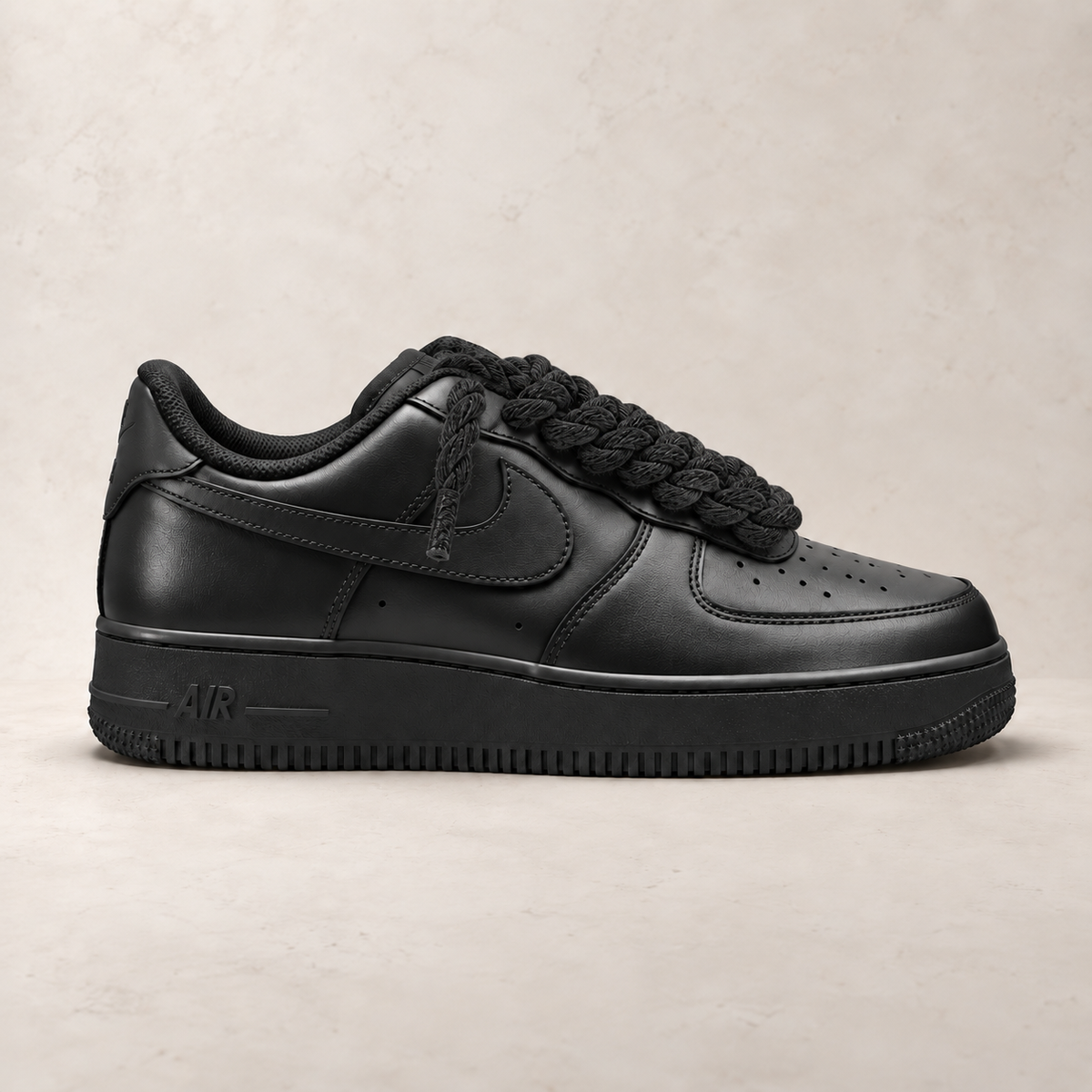 Nike Air Force 1 Low 07 Black - Rope Laces - Black