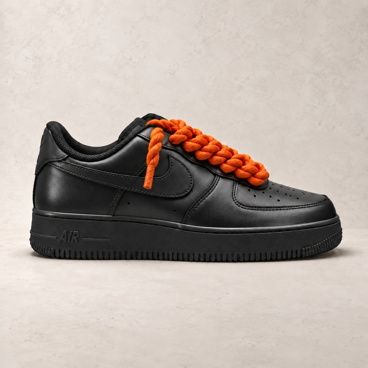 Nike Air Force 1 Low 07 Black - Rope Laces - Oranžová
