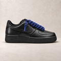 Nike Air Force 1 Low 07 Black - Rope Laces - Navy Blue