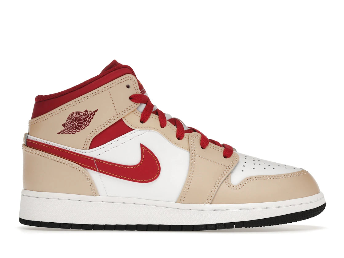 Jordan 1 Mid Light Curry Cardinal (GS)