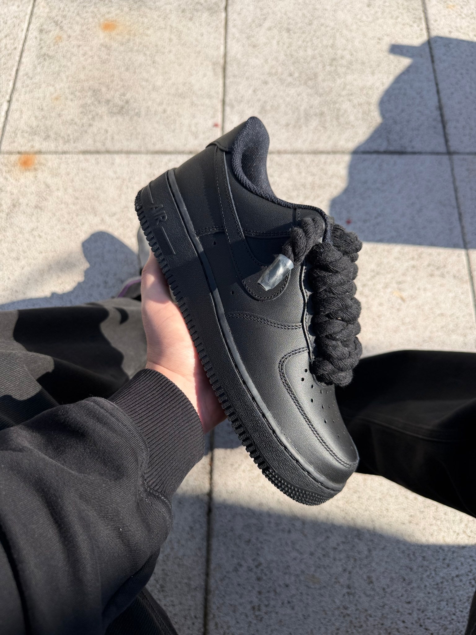 Nike Air Force 1 Low 07 Black - Rope Laces - Black