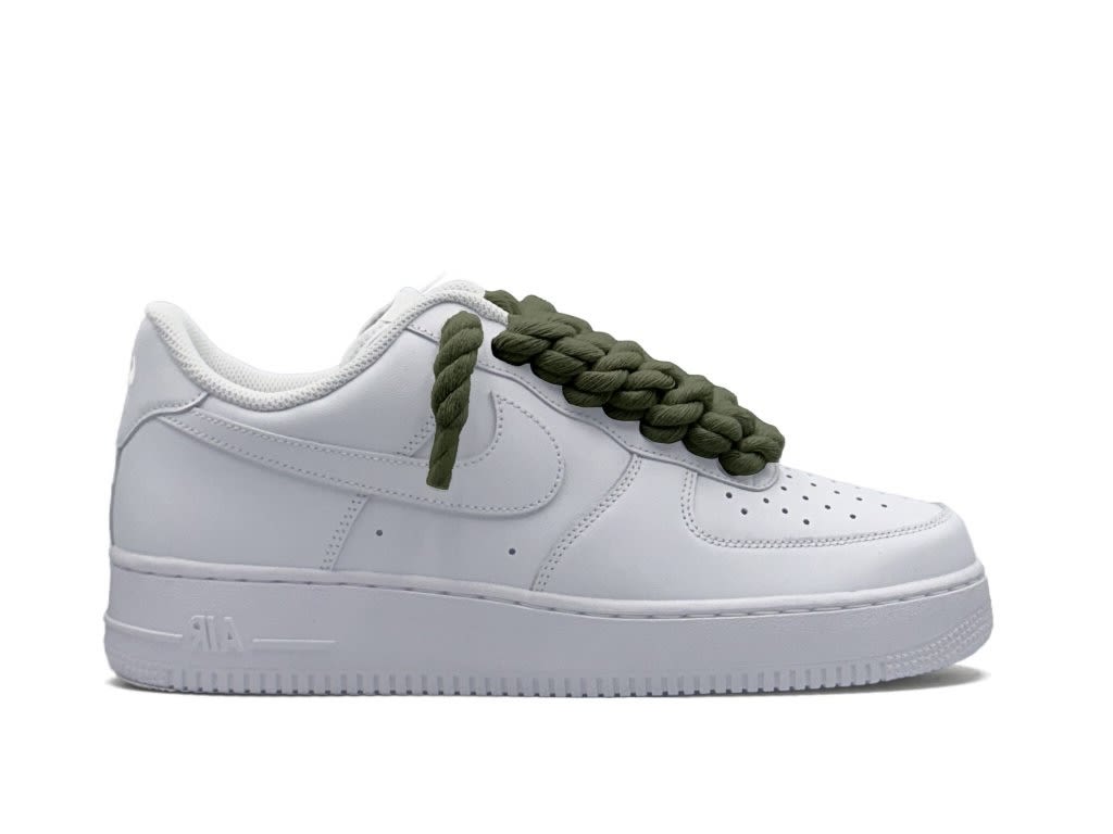 Nike Air Force 1 Low White 07 Rope Laces - Olive