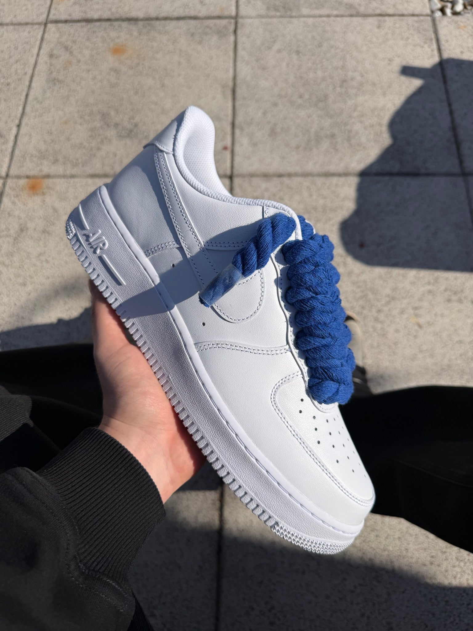Nike Air Force 1 Low White 07 Rope Laces - Navy Blue