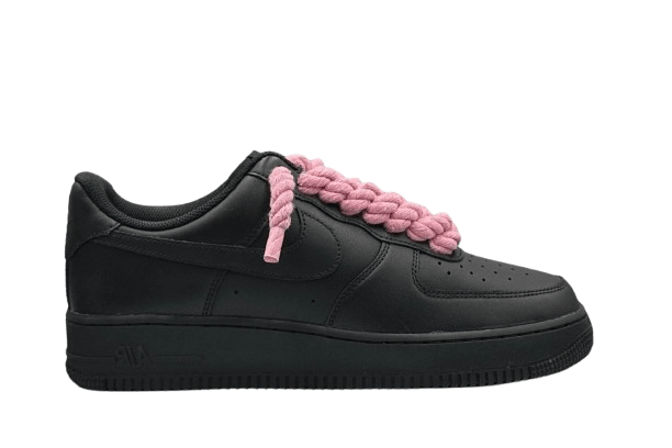 Nike Air Force 1 Low 07 Black - Rope Laces - Pink