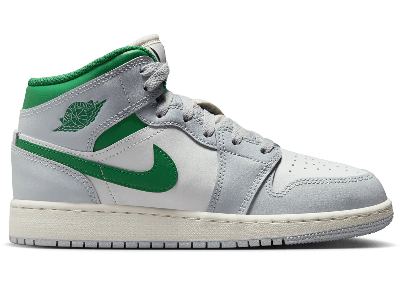 Jordan 1 Mid White Pure Platinum Pine Green (GS)