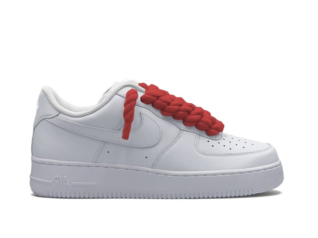 Nike Air Force 1 Low White 07 Rope Laces - Red