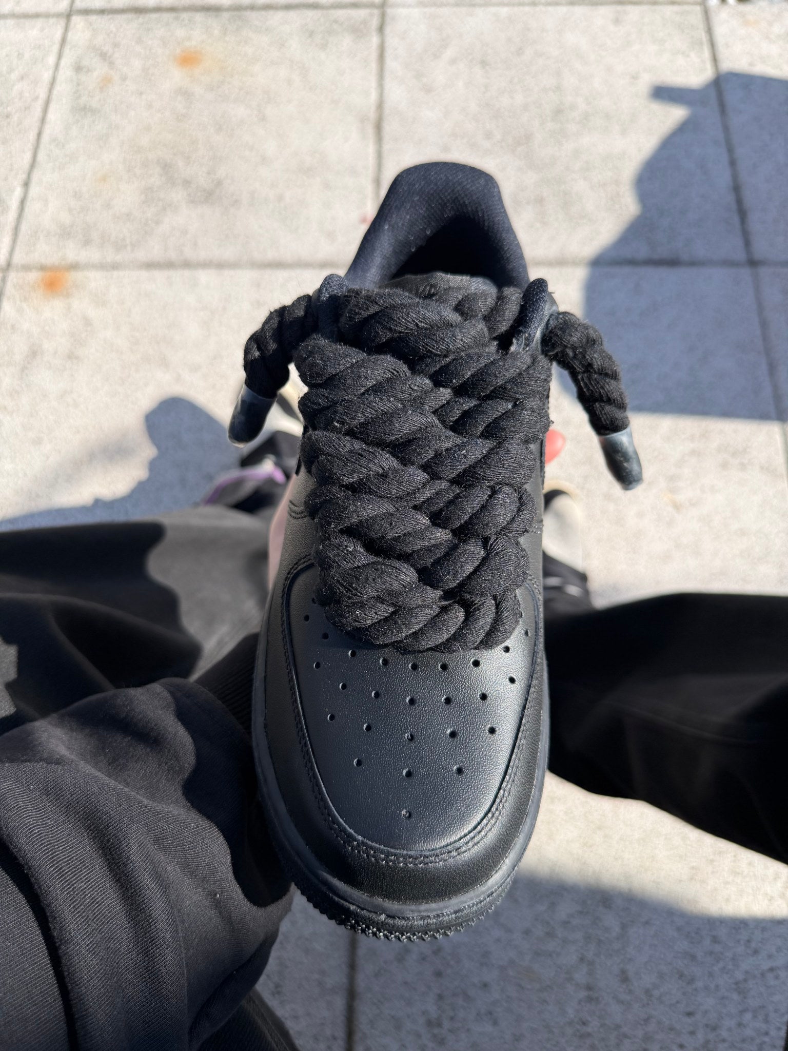 Nike Air Force 1 Low 07 Black - Rope Laces - Black