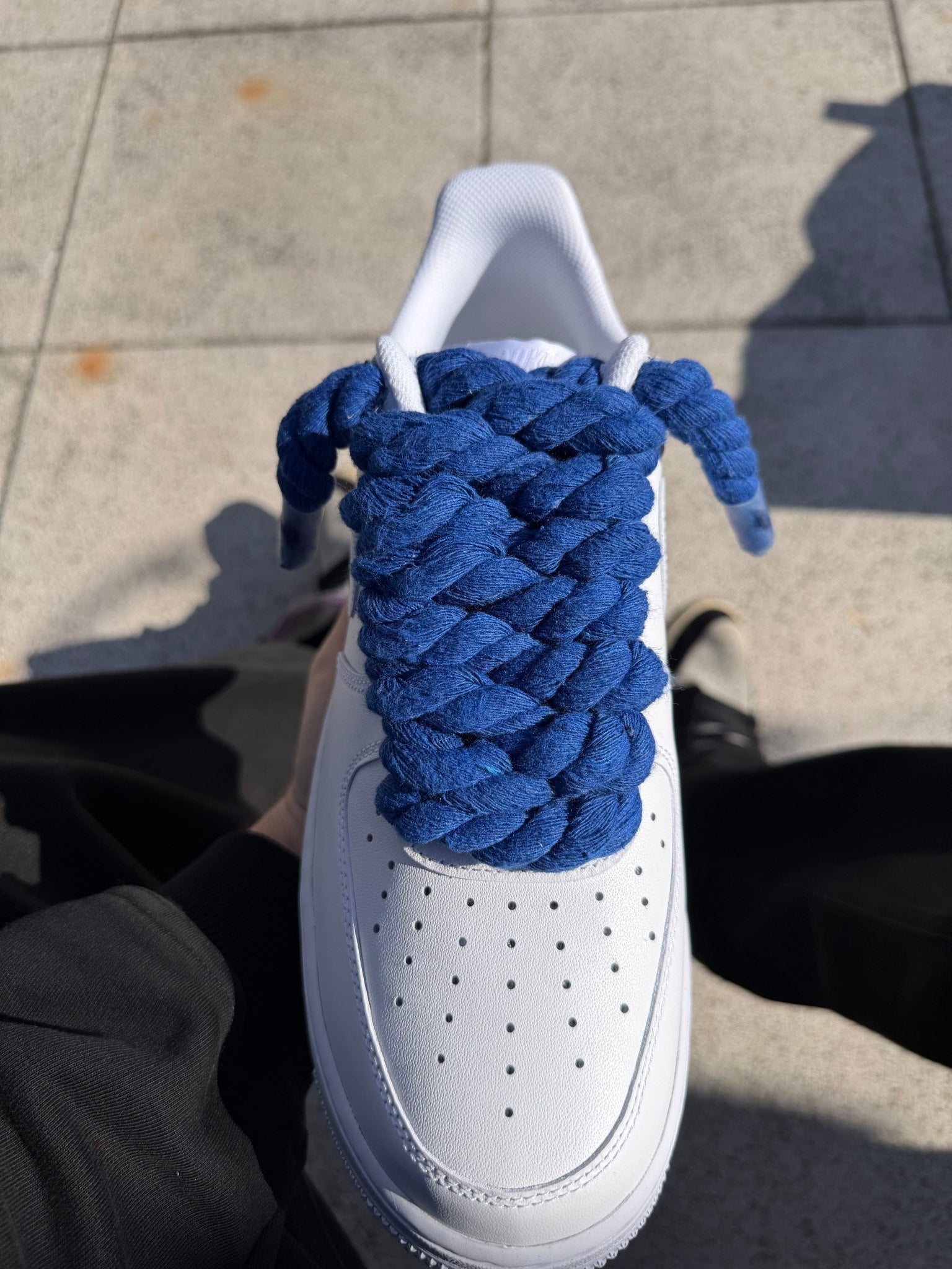 Nike Air Force 1 Low White 07 Rope Laces - Navy Blue